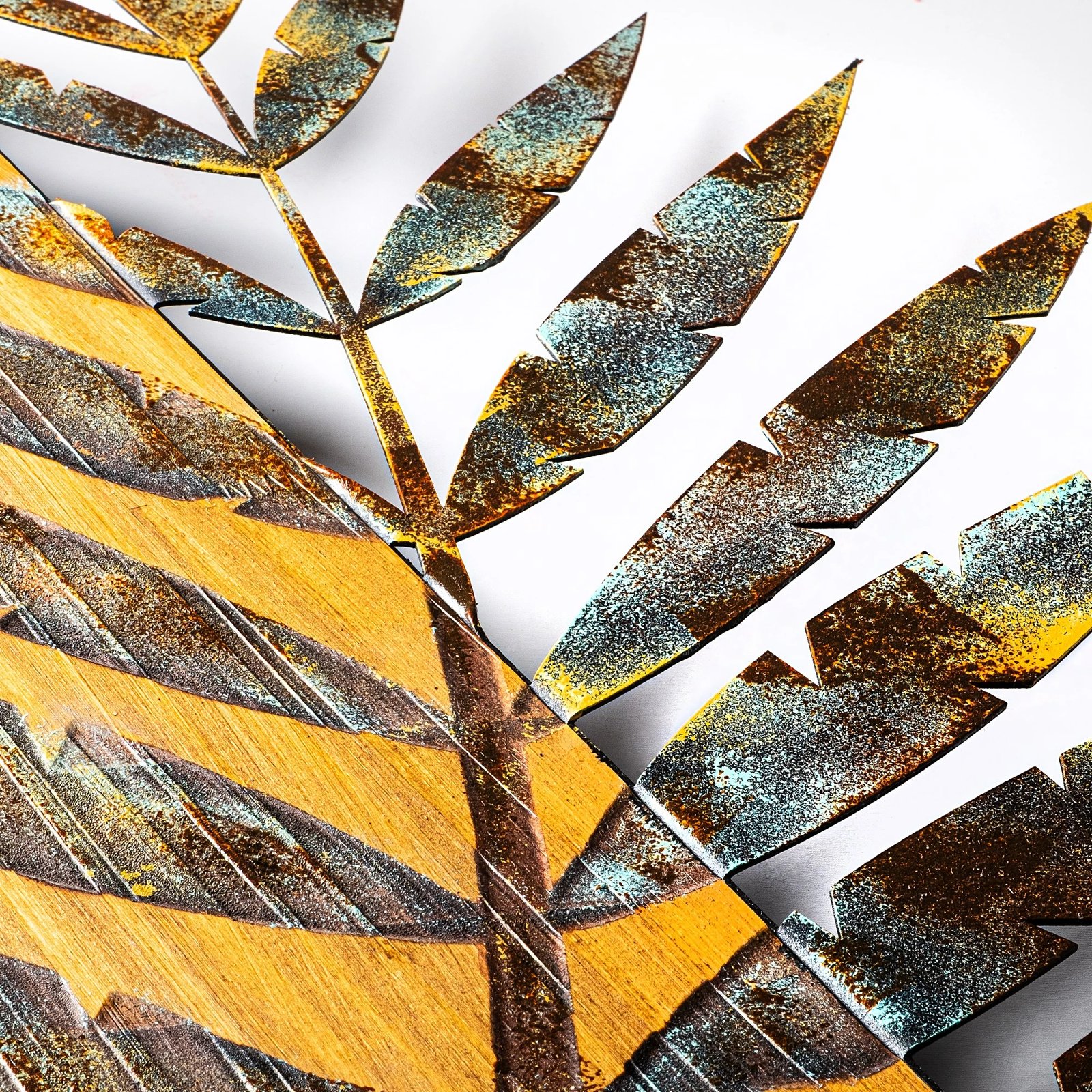 Aksesor dekorativ muri prej druri, Wallity, gjethe 3-1