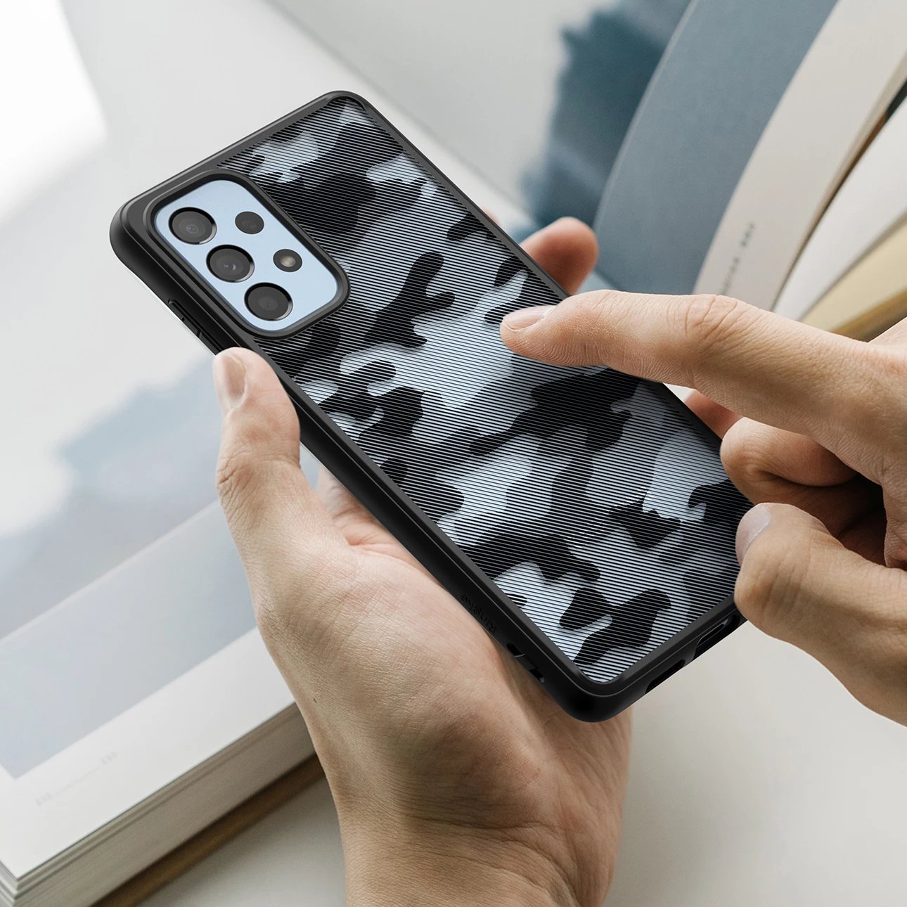 Mbështjellës Ringke Fusion Matte për Samsung Galaxy A73, moro, zi/gri
