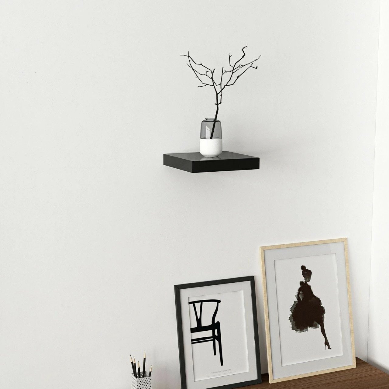 Raft muri Skye Decor, i zi, 23 cm