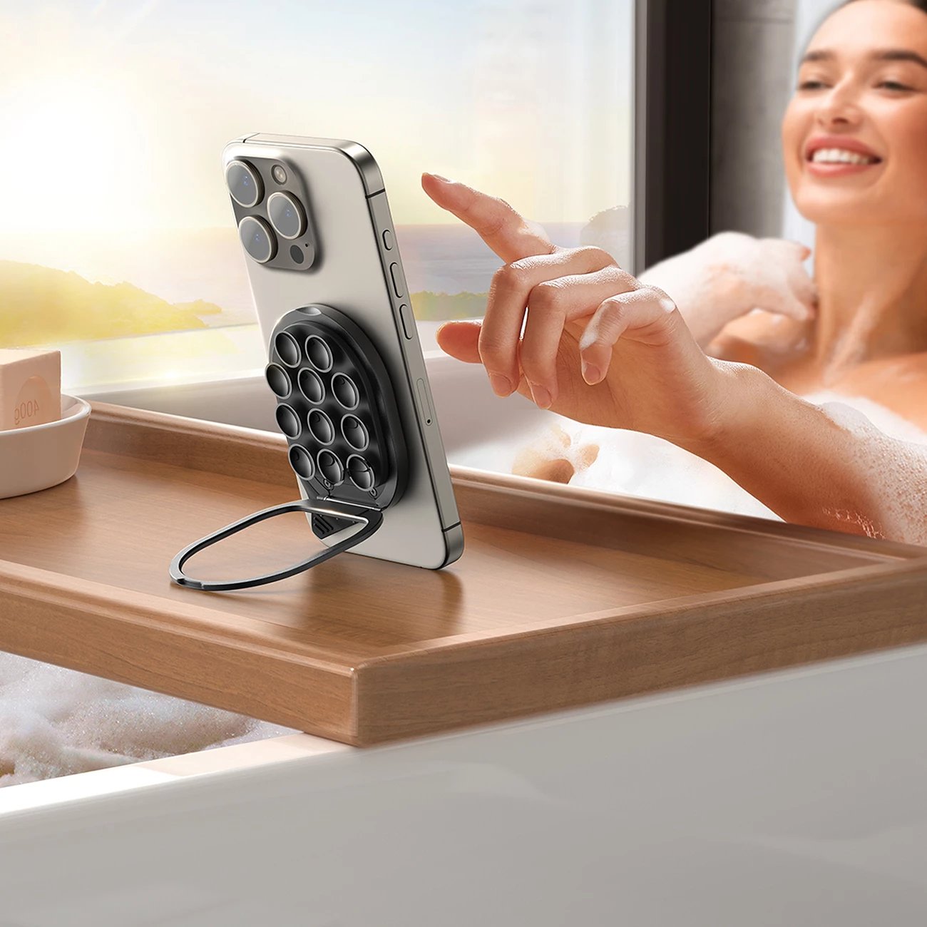 Mbështjellës magnetik Joyroom JR-ZS418 me qëndrim dhe kupa thithëse, për celular, i zi