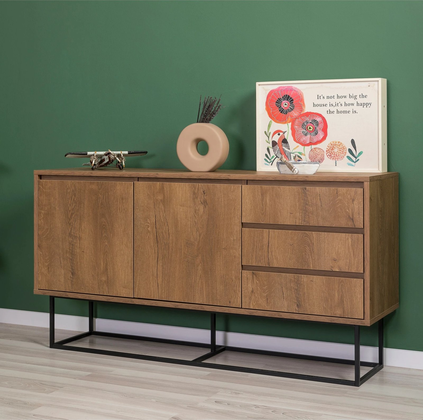 Set mobiljesh për dhomë dite Skye Decor, Laxus Takım 2, ngjyrë arrë dhe e zezë