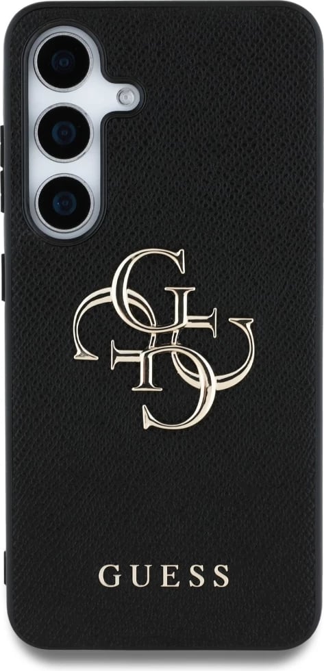 Mbështjellës Guess Grained Big 4G Logo Small Classic Logo për Samsung Galaxy S25, i zi