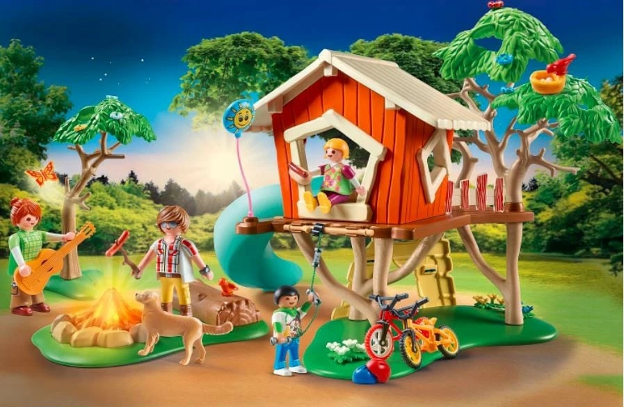 Set lodrash Playmobil Family Fun 71001, shtëpi në pemë me rrëshqitëse dhe figura, 101 pjesë