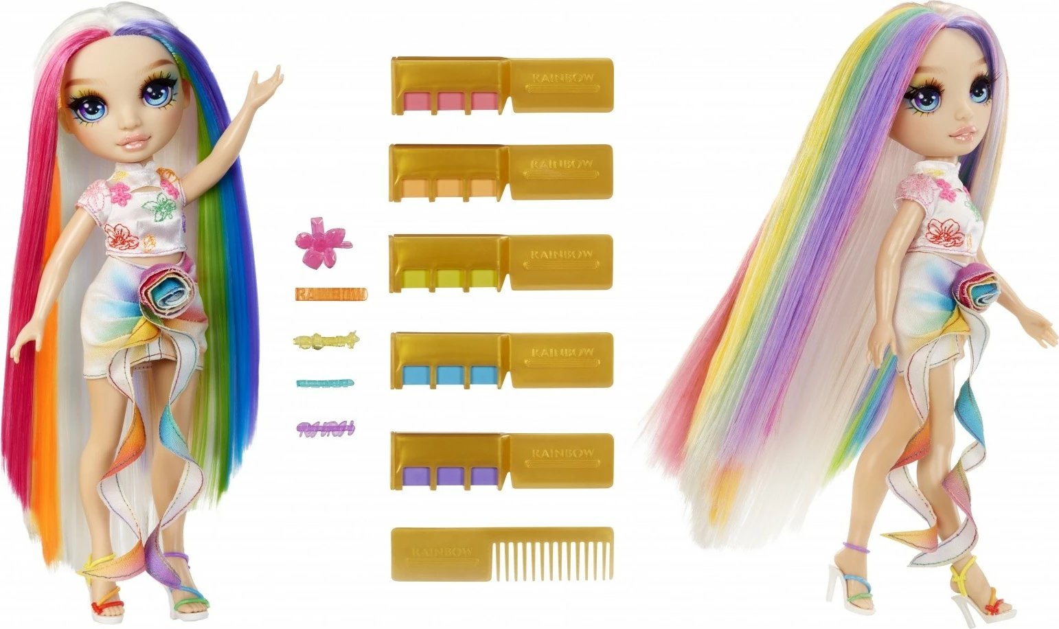 Kukull Rainbow High Amaya me set për stilim flokësh, 11 inch, me ngjyra të ndryshme