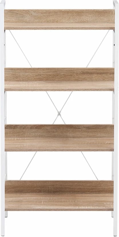 Raft librash me 4 rafte, ngjyrë sonoma e bardhë, 60x35x117 cm