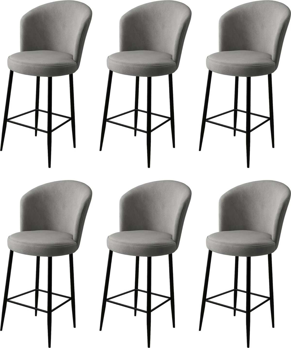 Set karrigesh për bar (6 copë), Hanah Home, Fora, gri, e zezë