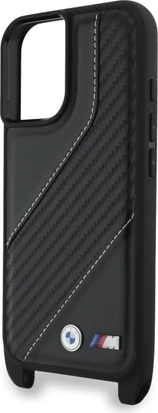 Mbështjellës BMW M Edition Carbon Stripe & Strap për iPhone 16 Plus, i zi