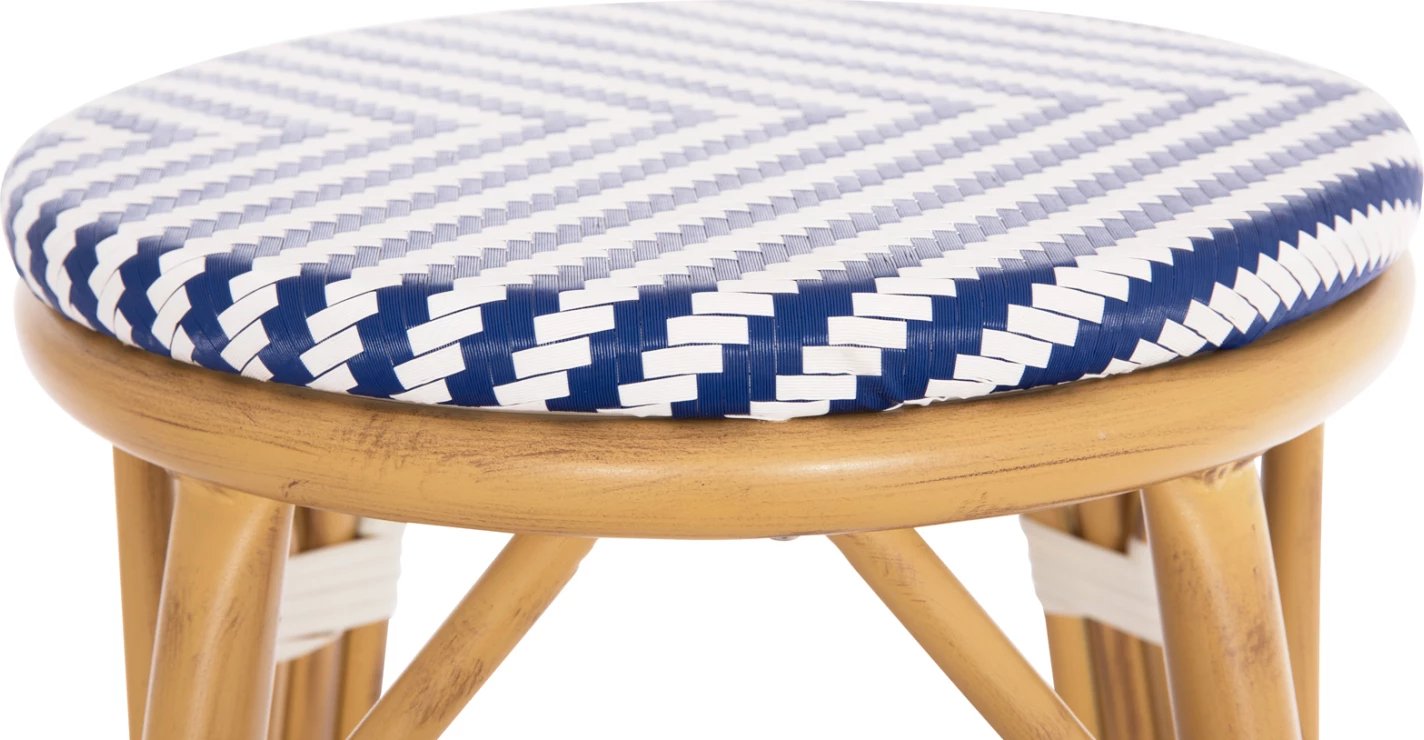 Karrige për bar mesatare alumini CHINO FH6286.05 pamje bambuje & tekstilene blu 43x43x65Hcm