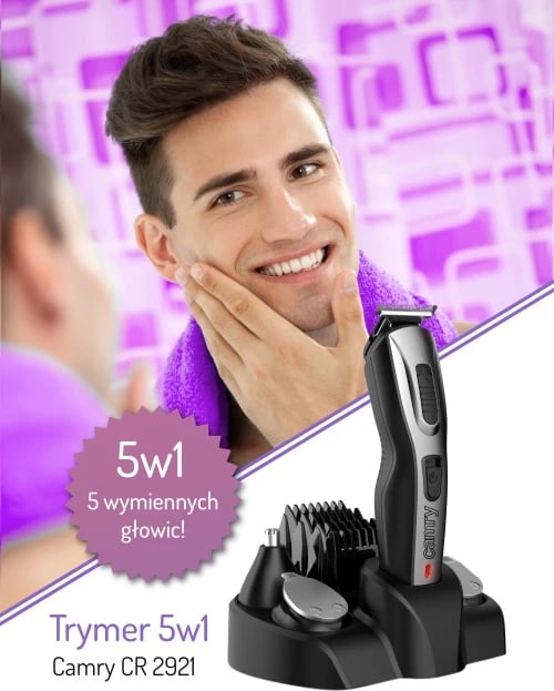 Trimmer, Camry CR 2921, 5 në 1, pa kabllo, 48W, set me bazë-karikues