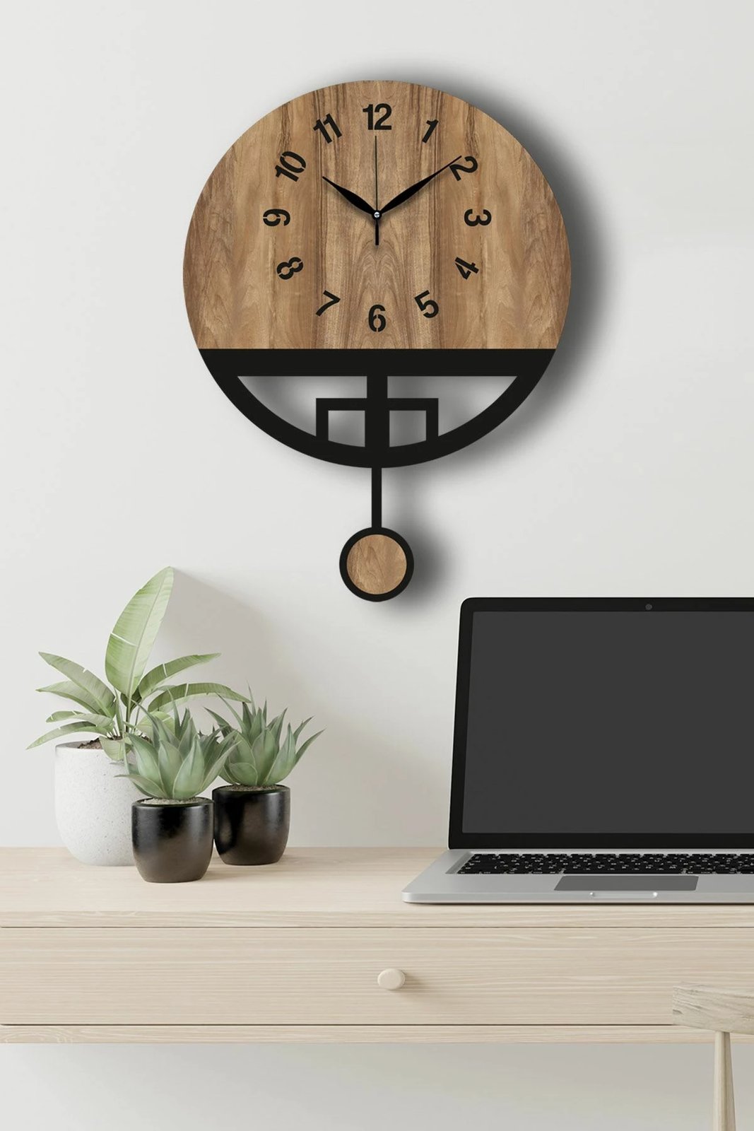 Orë muri dekorative Wallity, ngjyrë arre dhe e zezë, Vlnt108Mo