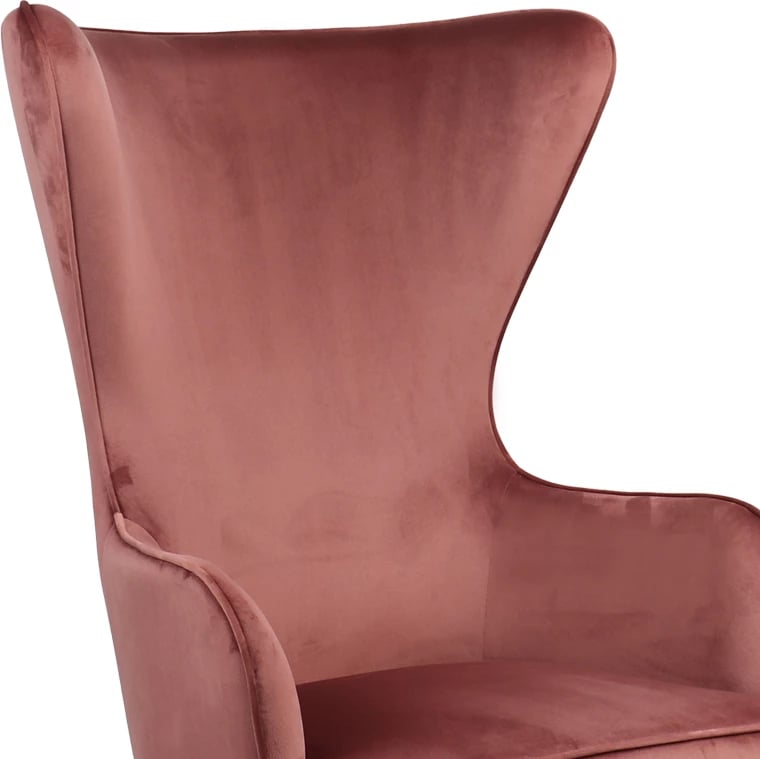 Fotel Byfon, kadife, ngjyrë mollë e kalbur, këmbë druri natyrale, 76x83x117cm