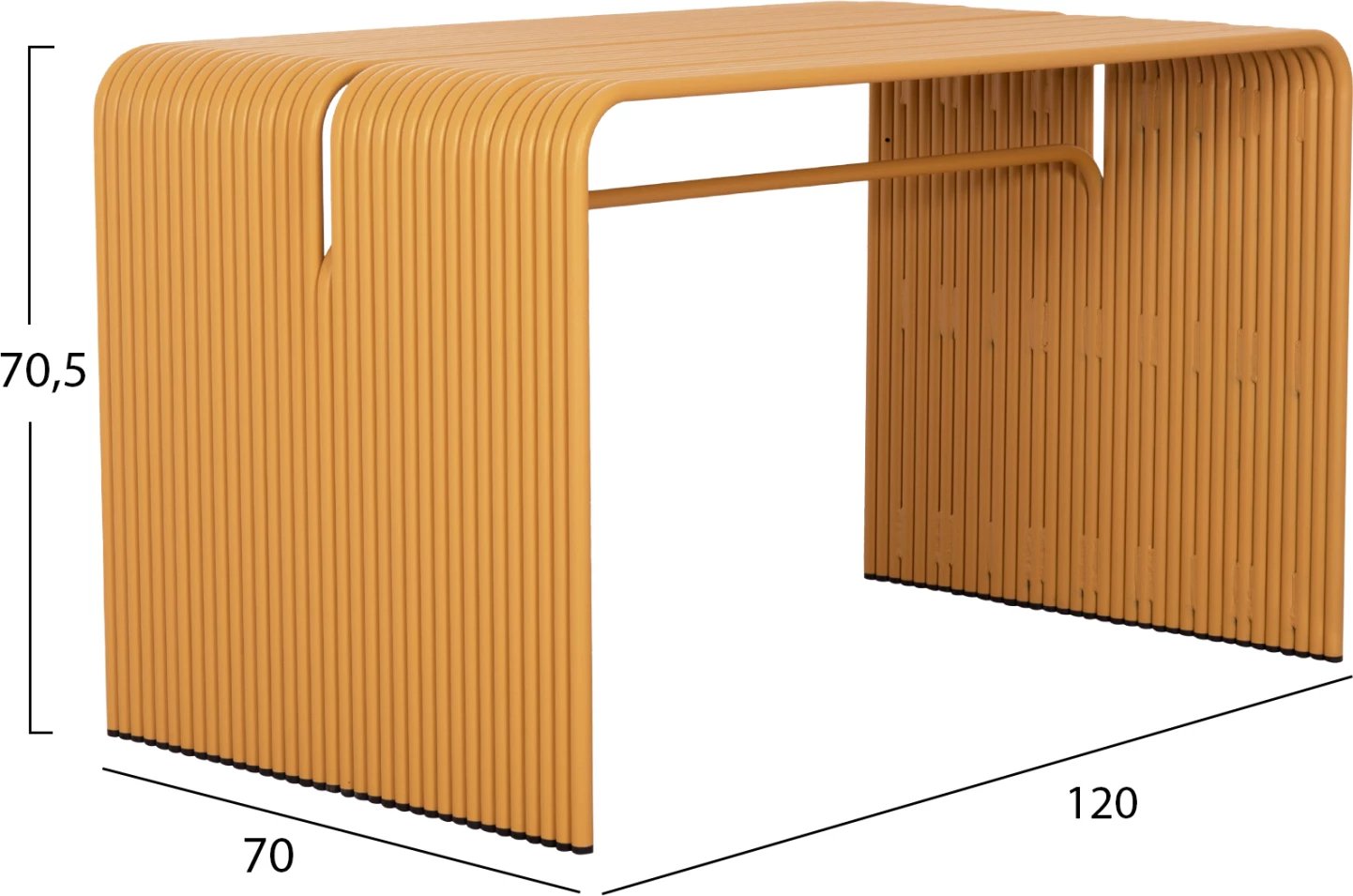 Tavolinë ngrënieje INTREPID, alumin, ngjyrë mustard, 120x70x70.5cm