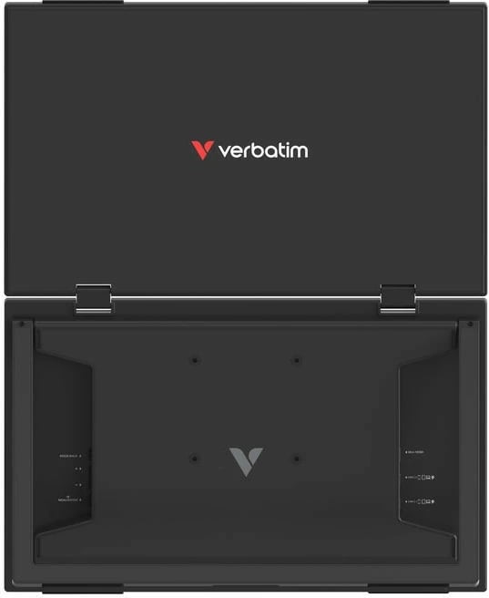 Monitor portabël me prekje dual, Verbatim, GMVE32403PLG, 2x 15.6" Full HD 60Hz IPS, altoparlantë të integruar, VESA 75, i zi
