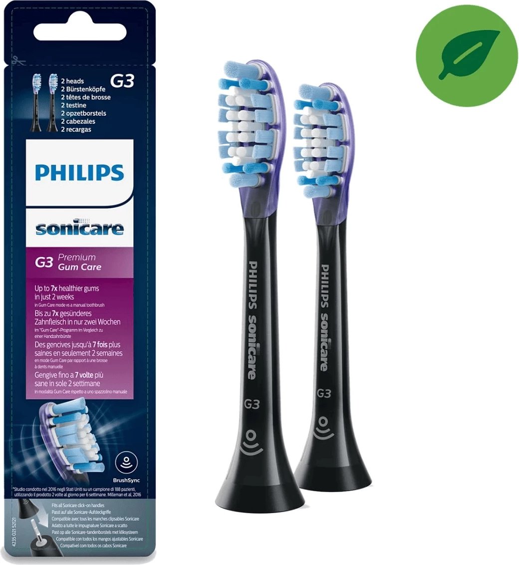 kokë furçe dhëmbësh sonike, Philips, HX9052/33 G3 Premium Gum Care, set 2 copë, e zezë