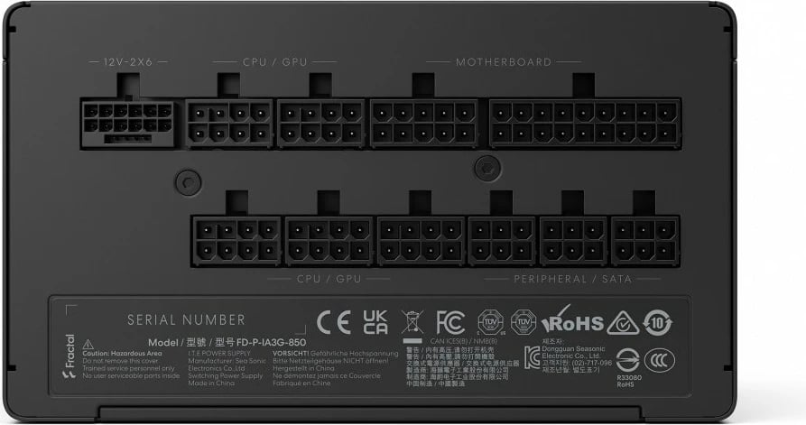 Furnizues energjie PC, Fractal Design Ion 3 Gold, 850W 80+ Gold, ATX 3.1, plotësisht modular, 12VHPWR (12V2×6), e zezë