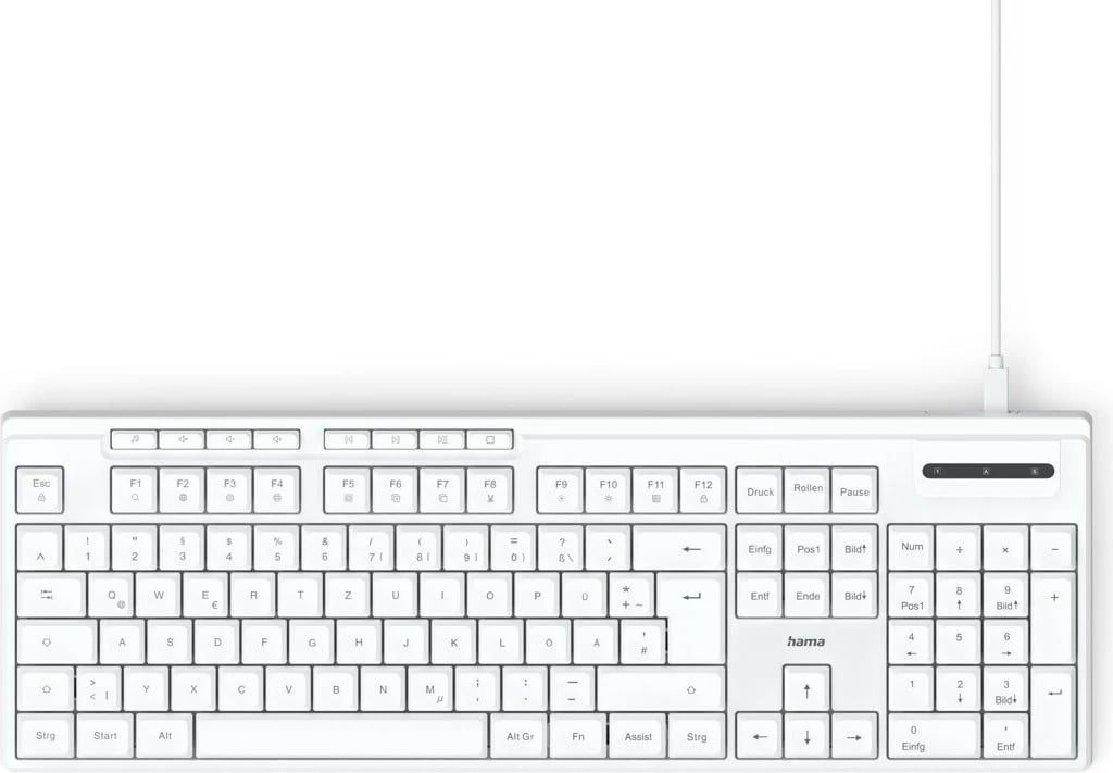 Tastierë Hama CK-200 me kabllo, USB-A/USB-C, e bardhë