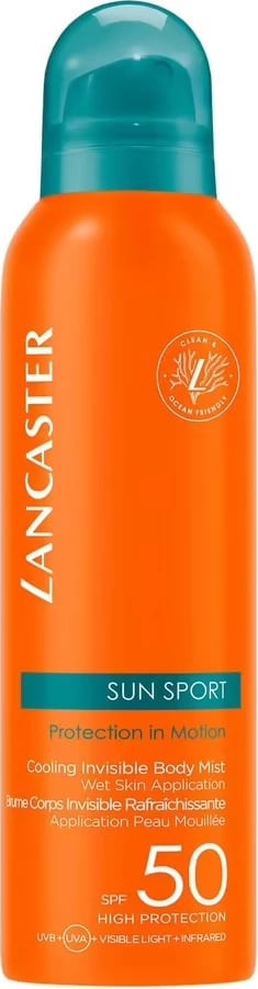 Sprej për mbrojtje nga dielli për femra Lancaster Sun Sport Cooling Invisible Body Mist SPF50, 200ml