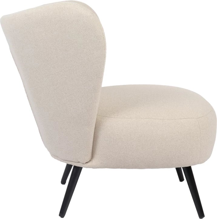 Fotel Nagreta, material krem, këmbë metalike të zeza, 77x73x74cm