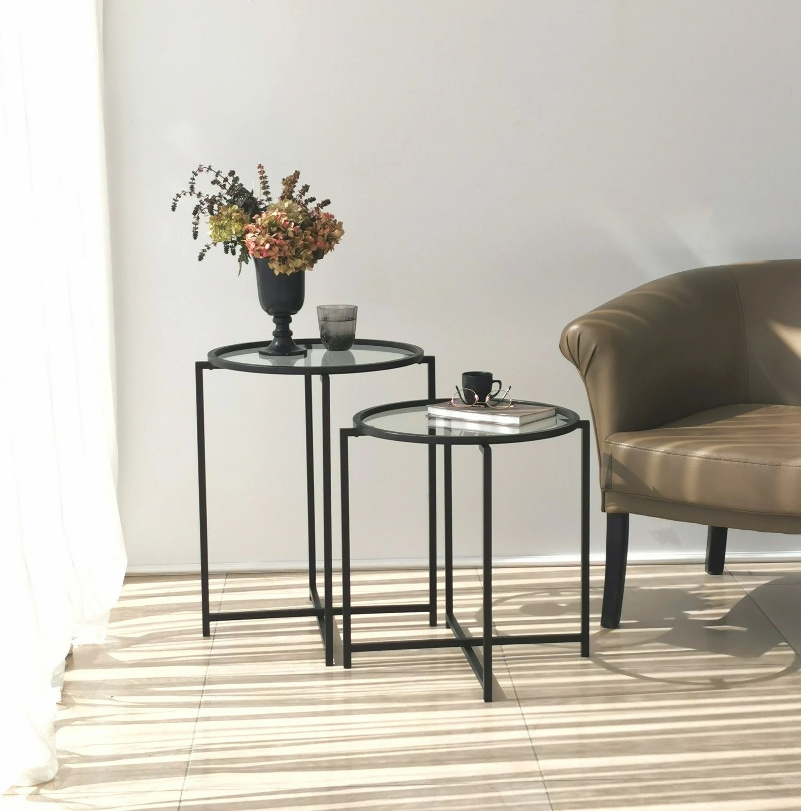 Set tavolinash anësore Skye Decor, S412, ngjyrë e zezë