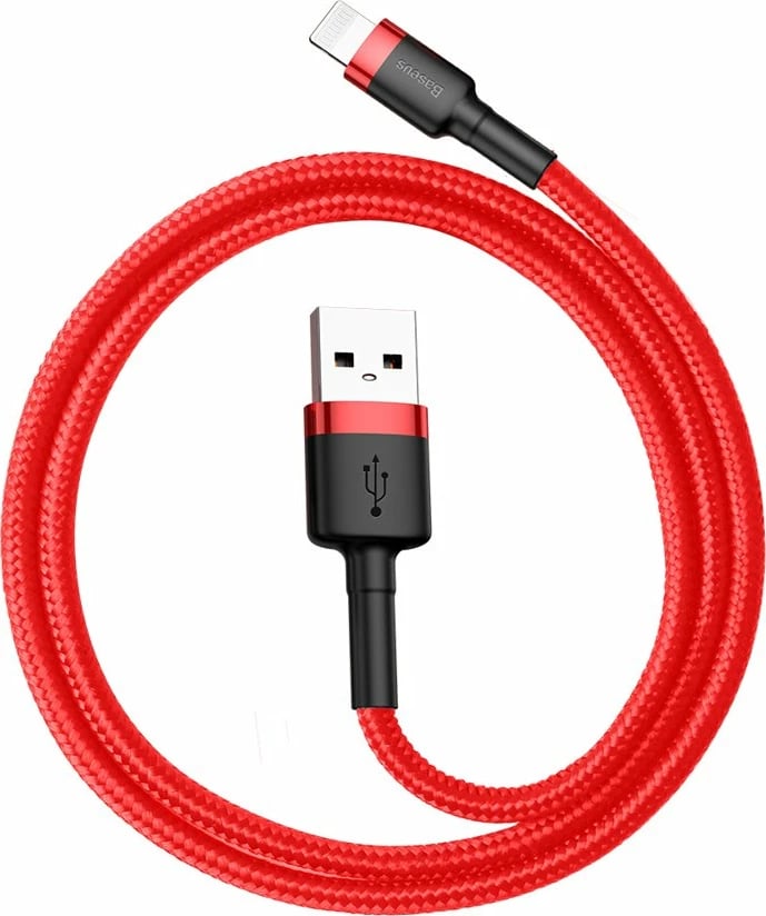 Kabllo Baseus Cafule CALKLF-A09, USB-A në Lightning, 0.5m, 2.4A, e kuqe