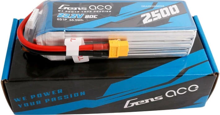 Bateri LiPo Gens ace 2500mAh 22.2V 80C 6S1P me XT60, e kaltër