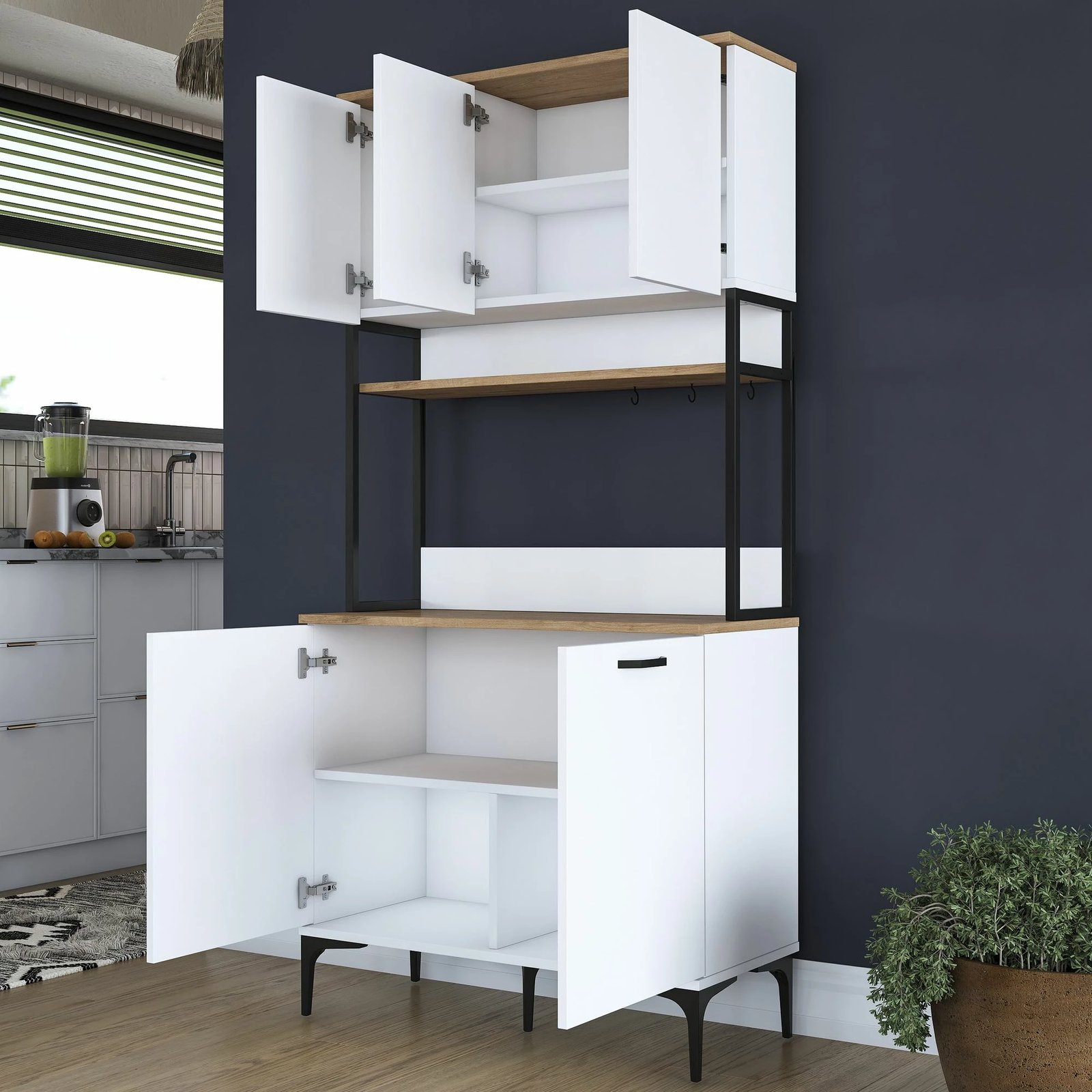 Dollap multifunksional, ngjyrë arre dhe e bardhë, Skye Decor, JE193 - 3799