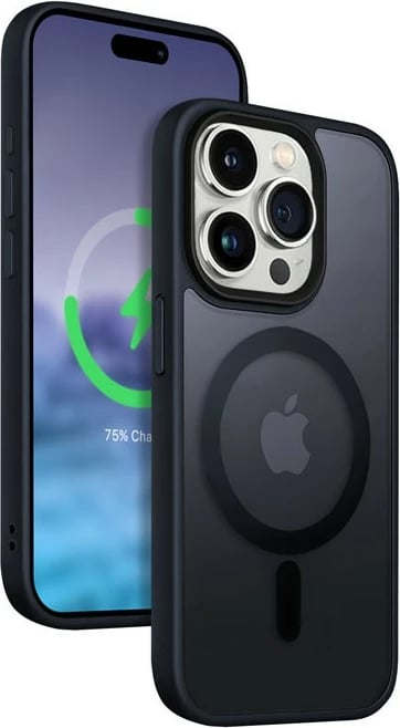Mbështjellës CRONG Hybrid Frost MAG Cover për iPhone 15 Pro Max, MagSafe, navy blue