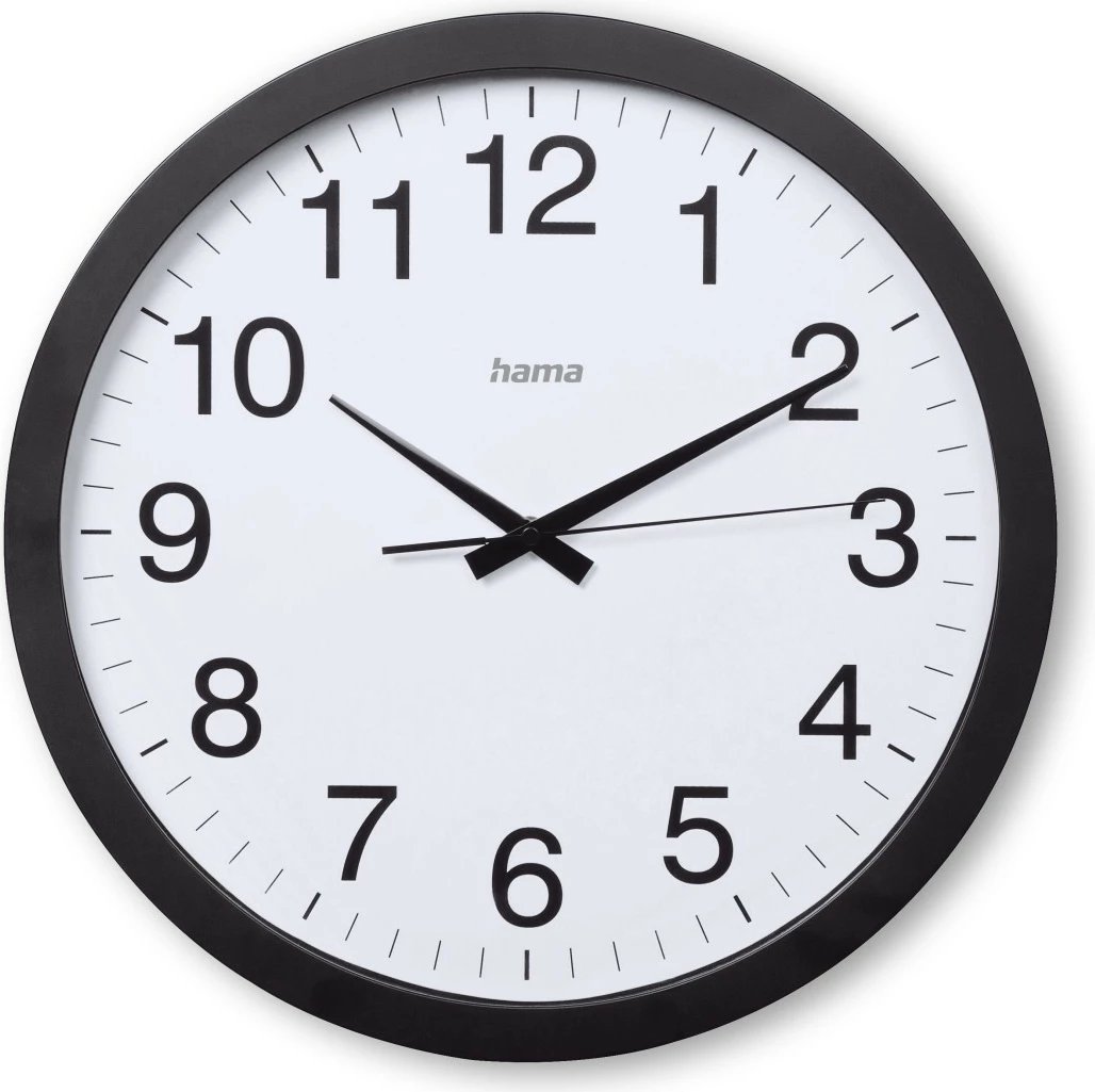 Orë muri, Hama Aruba 185876, 40 cm, analoge kuarc, e zezë, me bateri 1x AA