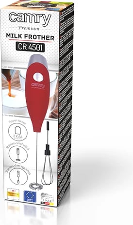 Rrahës qumështi, Adler, CR 4501, me bashkëngjitje për vezë dhe qëndrim, shufër çelik inox, me bateri 2xAA, e kuqe