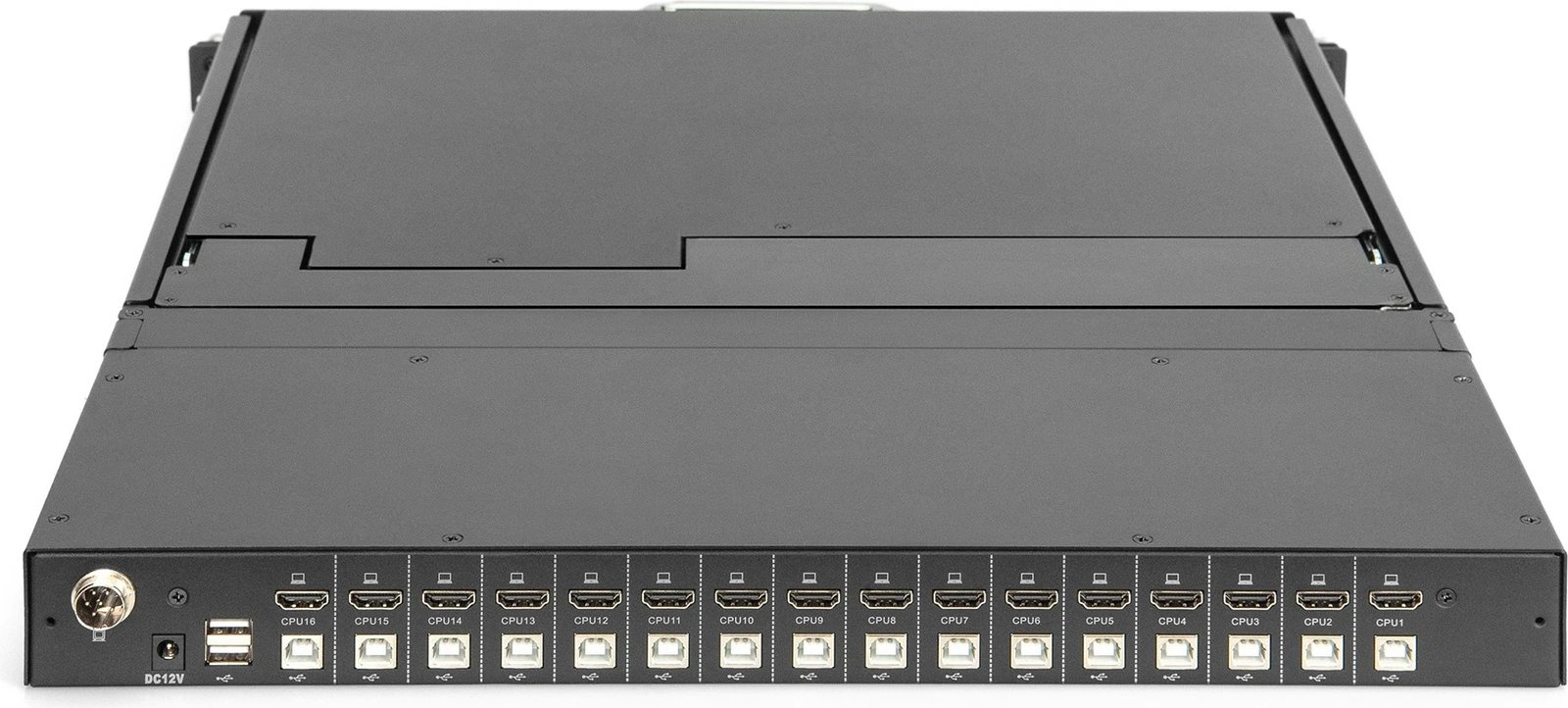 Konsolë modulare Digitus 17" HD LCD, 16-port HDMI KVM, QWERTY, e zezë