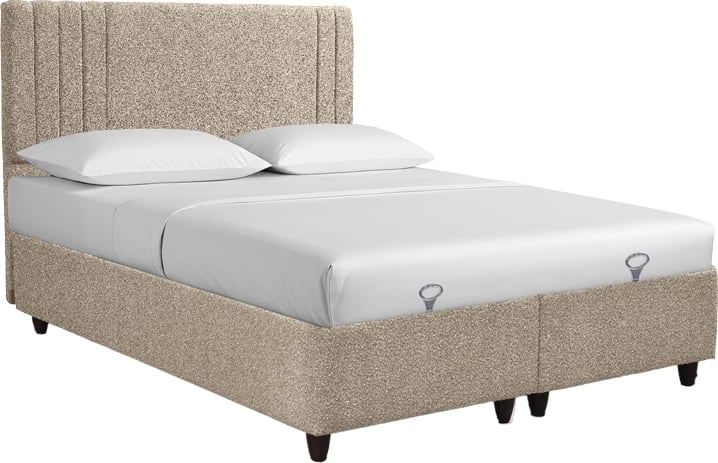 Krevat me hapësirë ruajtëse Lineo boucle ngjyrë bezhë 160x200cm