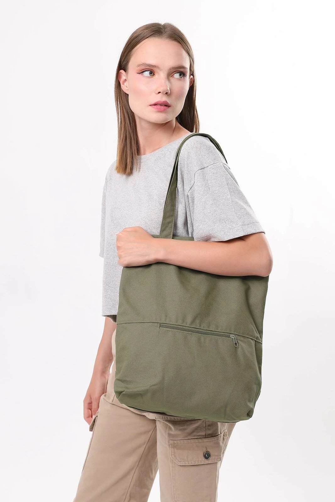 Çantë tote ngjyrë e gjelbër e errët, Zoozie Bags, 2101