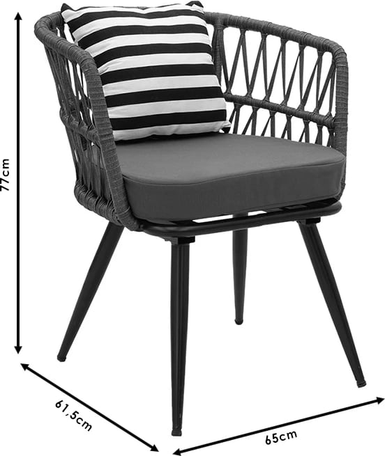 Tavolinë me karrige Naoki 7 pjesë,, pe gri-metal zi