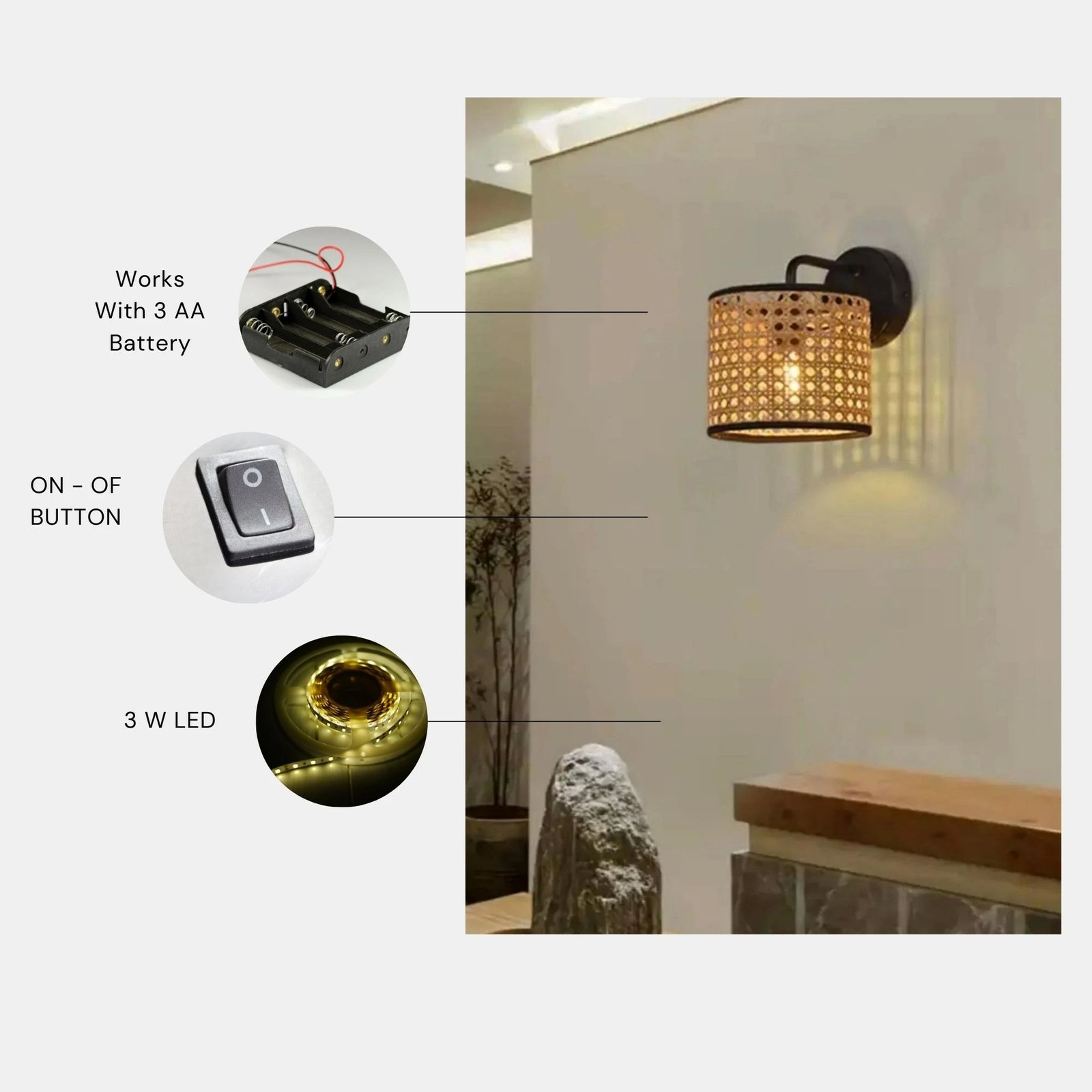 Llambë muri Opviq, Pena - 8880-1P, e zezë dhe krem