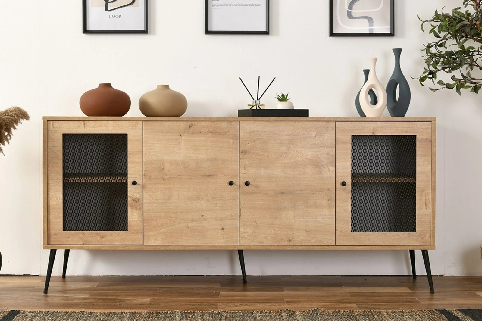 Konsolë Hanah Home, Wire, ngjyrë lisi