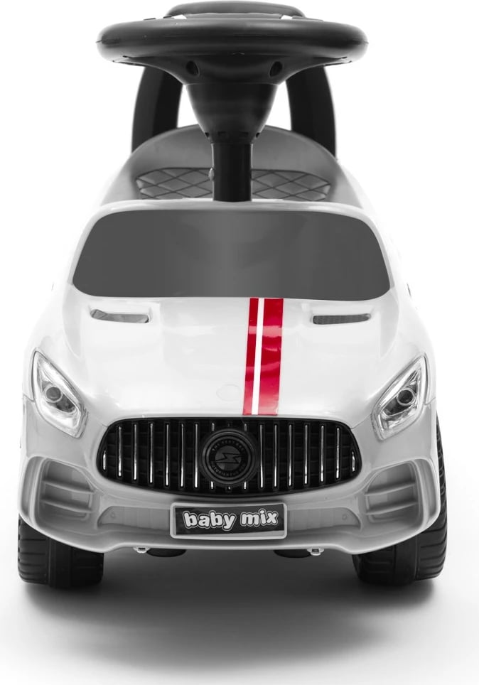 makinë ride-on për fëmijë, Baby Mix RACER, 12m+, ngarkesë 25 kg, ndarje nën sedilje, panel zëri, e bardhë