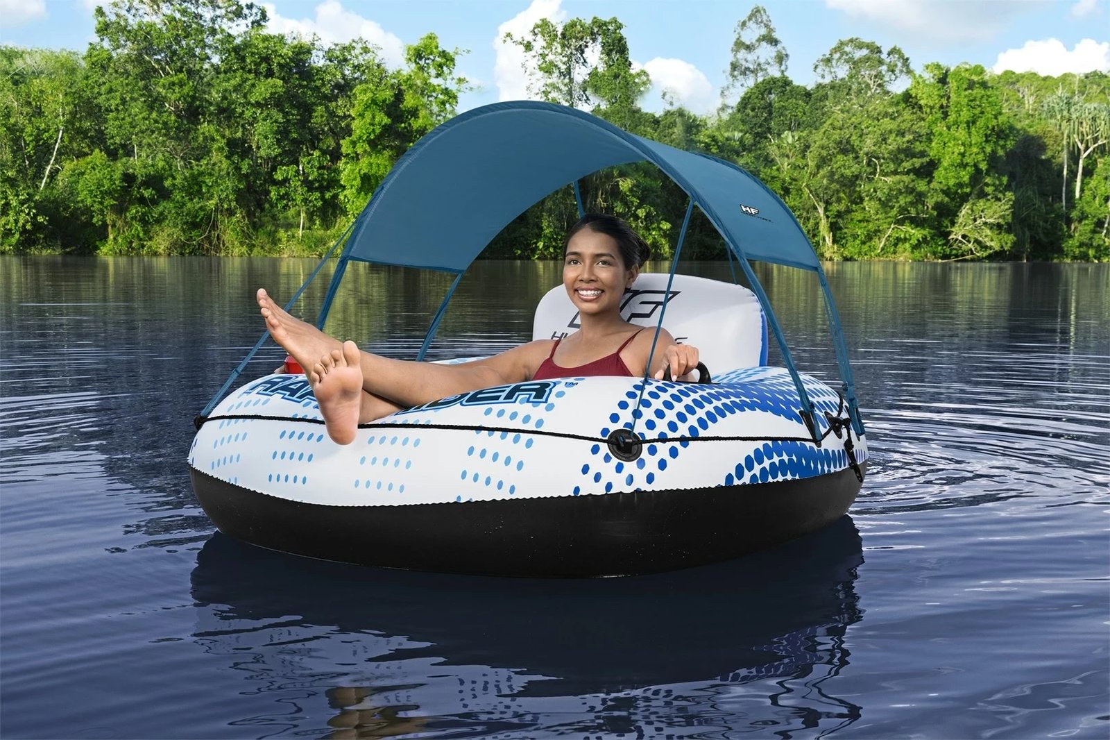 Gomone fryrëse Bestway Hydro-Force Rapid Rider me hije të lëvizshme, 1.23 m, shumëngjyrëshe