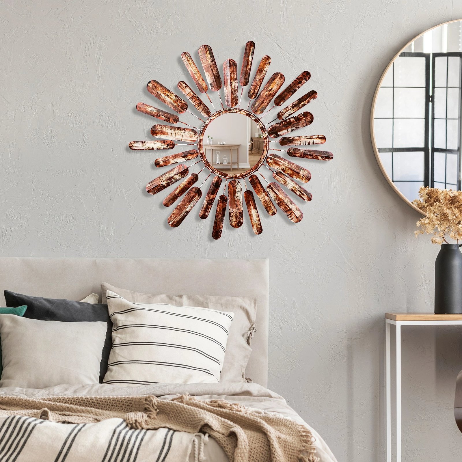 Pasqyrë dekorative, model dielli, shumëngjyrëshe, Mirror Sun 3, 75x75x4cm