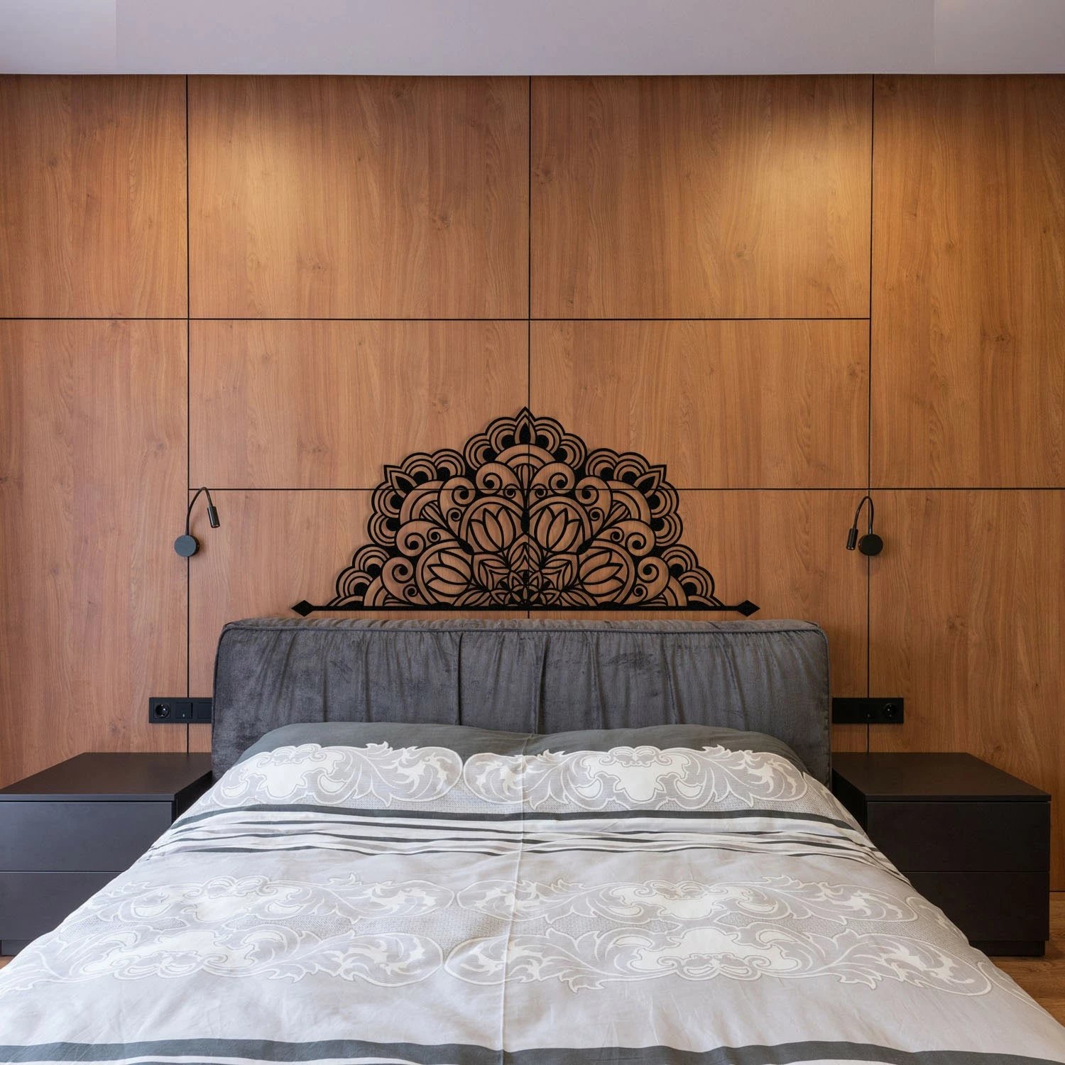 Aksesor dekorativ metalik për mur, Wallity Almero, ngjyrë e zezë, 160x70cm