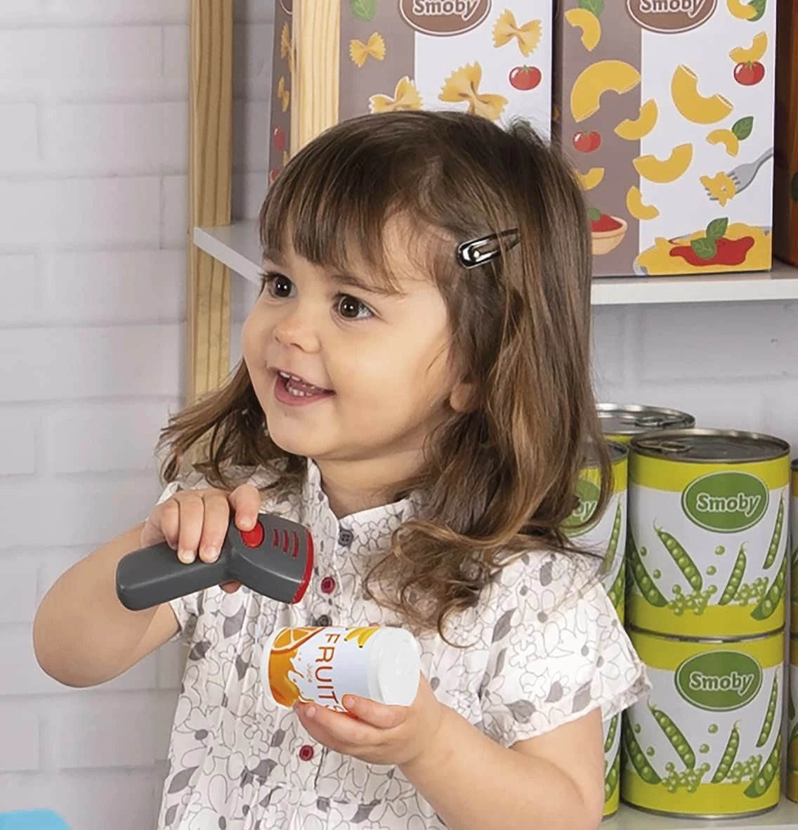 Kasë elektronike lodër Smoby Mini Market me skaner, shumëngjyrëshe, set me 30 aksesorë