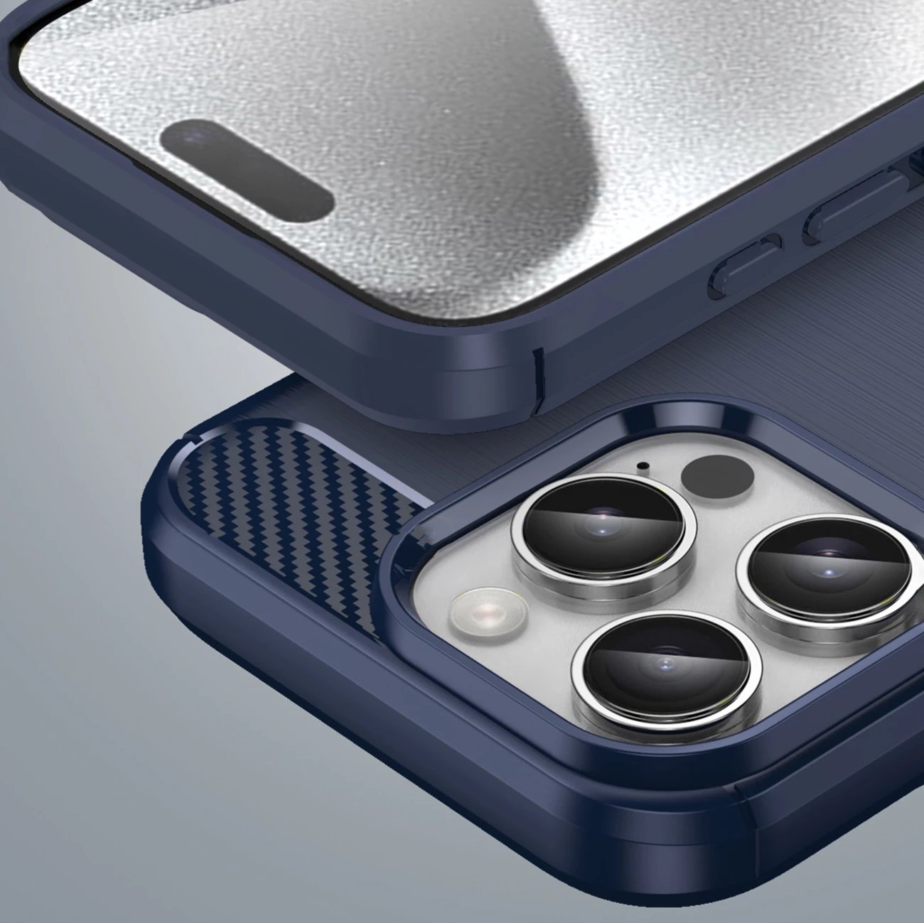 Mbështjellës Hurtel Carbon Case për iPhone 16 Pro, TPU, Blu