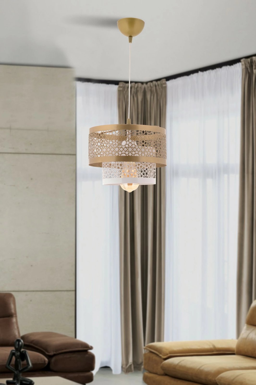 Llambë tavani Opviq Harold, e bardhë dhe ari