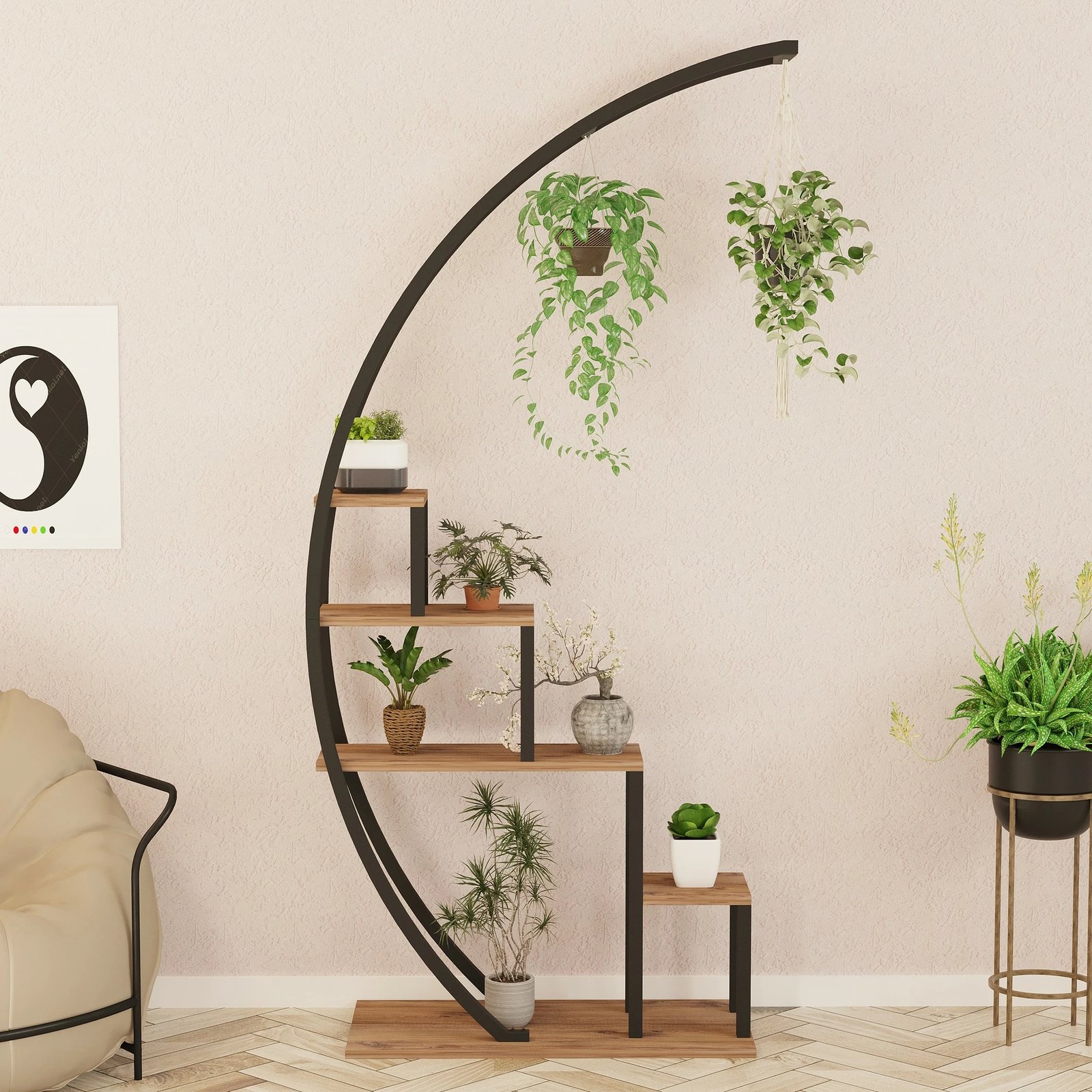 Raft librash Hanah Home, kopsht, ngjyrë Atlantic Pine dhe e zezë