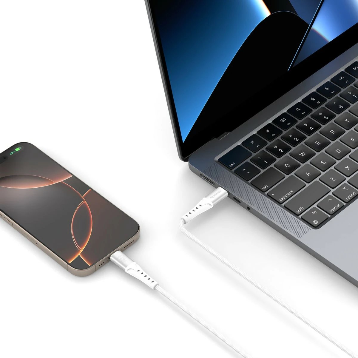 Kabllo USB-C 4smarts PrimeCord 1.5m 60W e bardhë Kabllo USB-C 4smarts PrimeCord 1.5m 60W e bardhë
