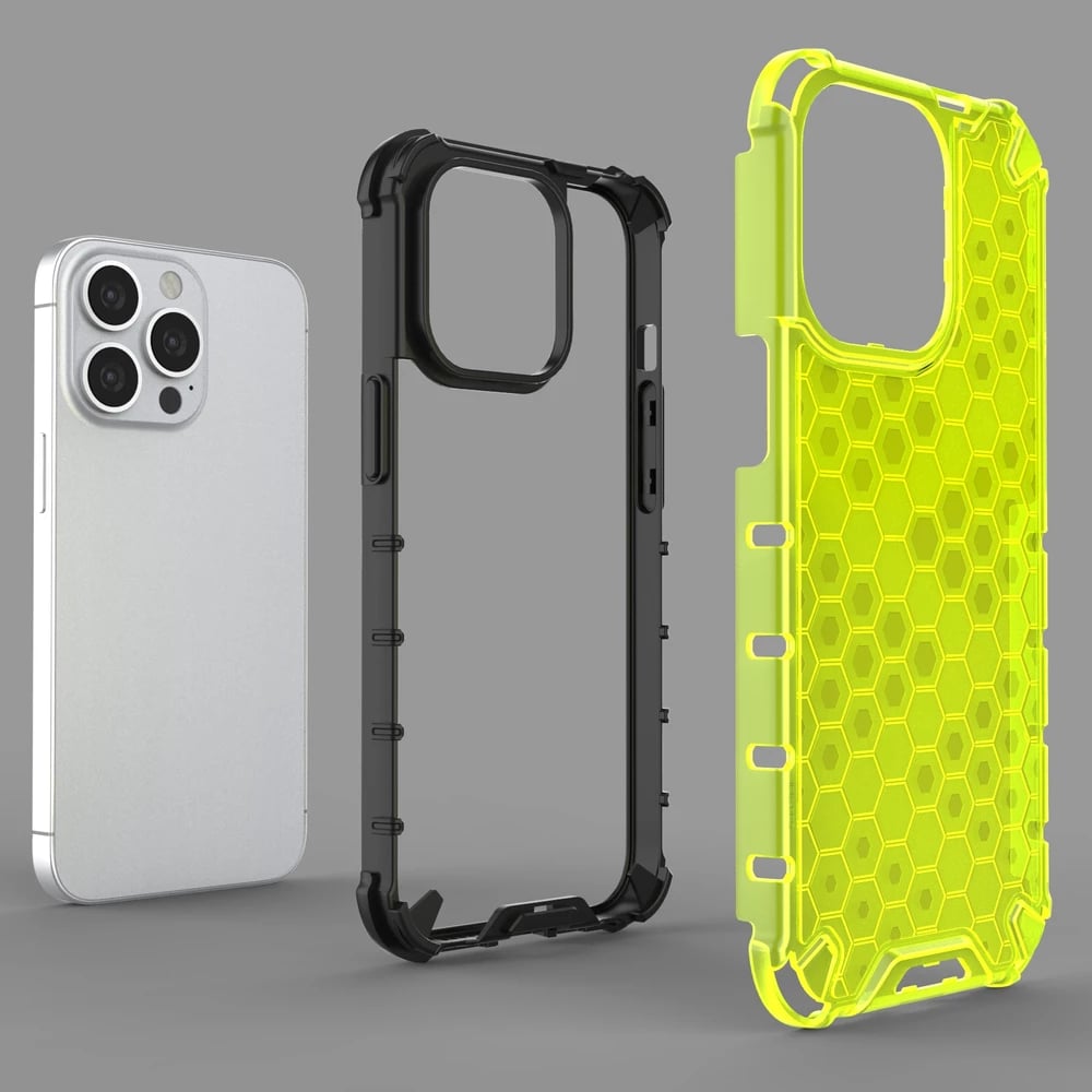 Mbështjellës Hurtel Honeycomb për iPhone 13 Pro, transparent