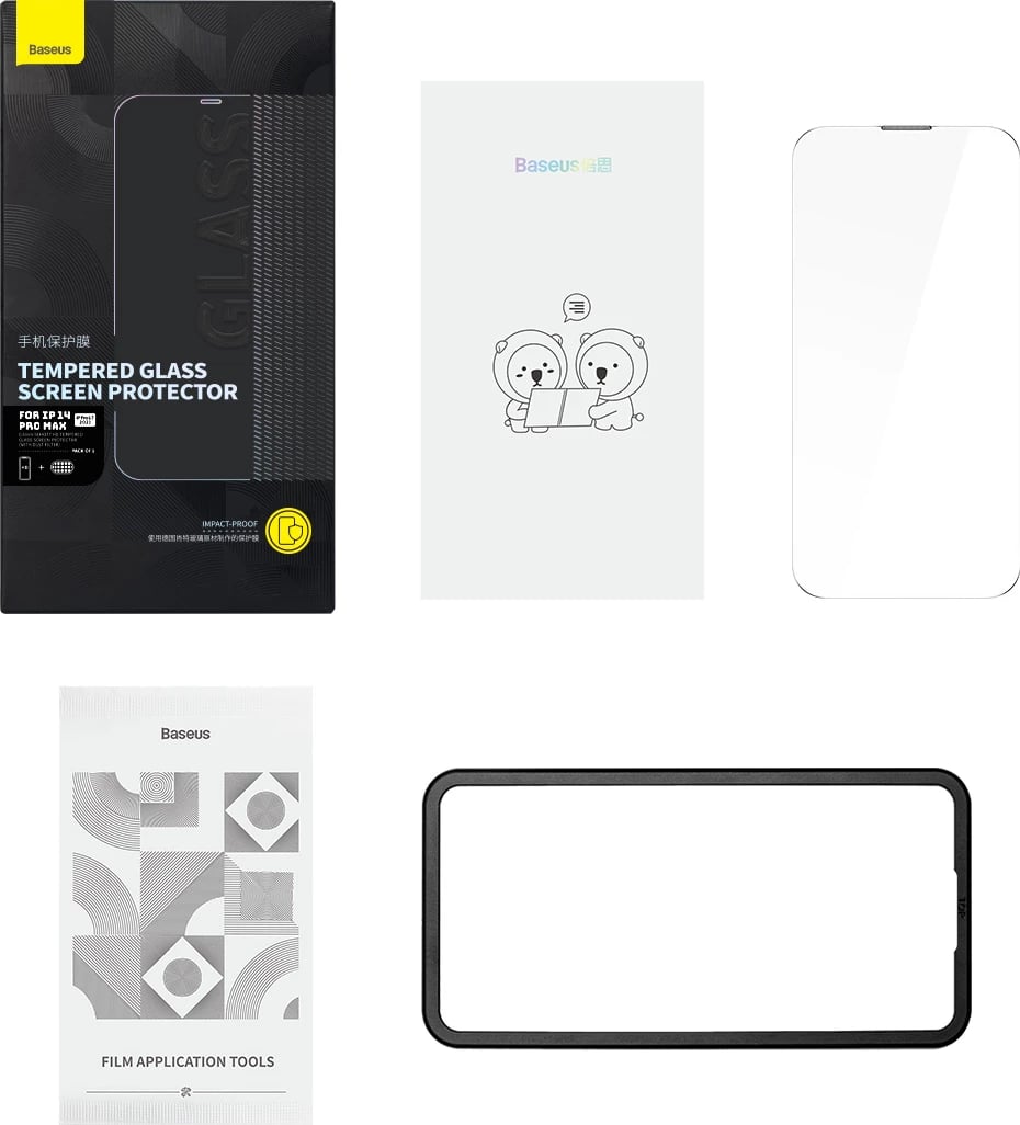 Mbrojtës ekrani tempered glass Baseus për iPhone 14 Pro Max, 0.3mm, me mbrojtje për altoparlant, Transparent Mbrojtës ekrani tempered glass Baseus për iPhone 14 Pro Max, 0.3mm, me mbrojtje për altoparlant, Transparent