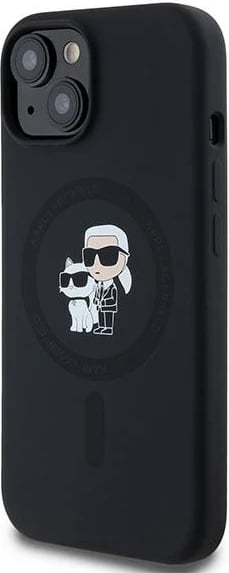 Mbështjellës Karl Lagerfeld Silicone Karl & Choupette MagSafe për iPhone 15/14/13, i zi