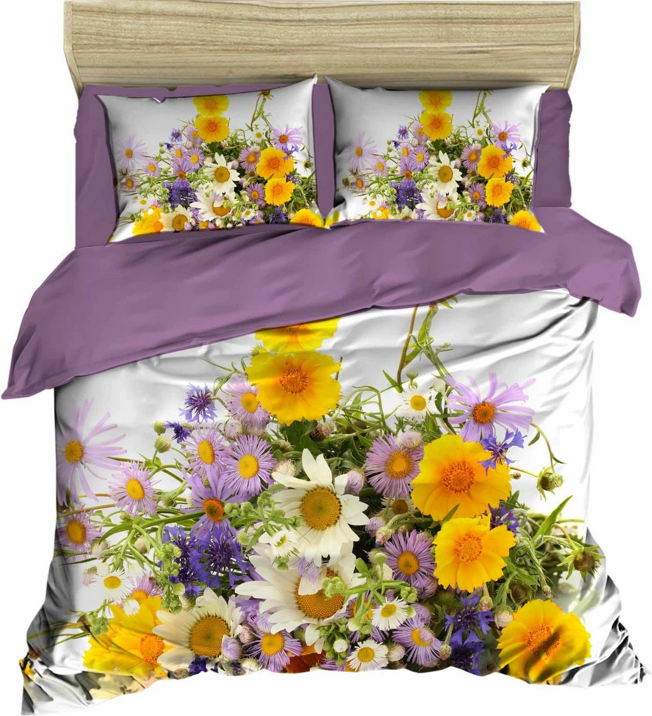 Set mbulesë për jorgan king size, lila, e verdhë, e bardhë, L'essentiel, 151