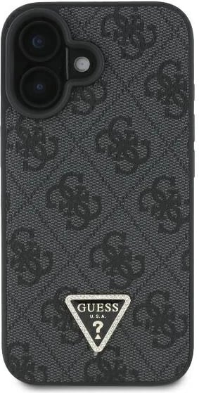 Mbështjellës Guess Crossbody 4G Metal Logo për iPhone 16, i zi, me rrip