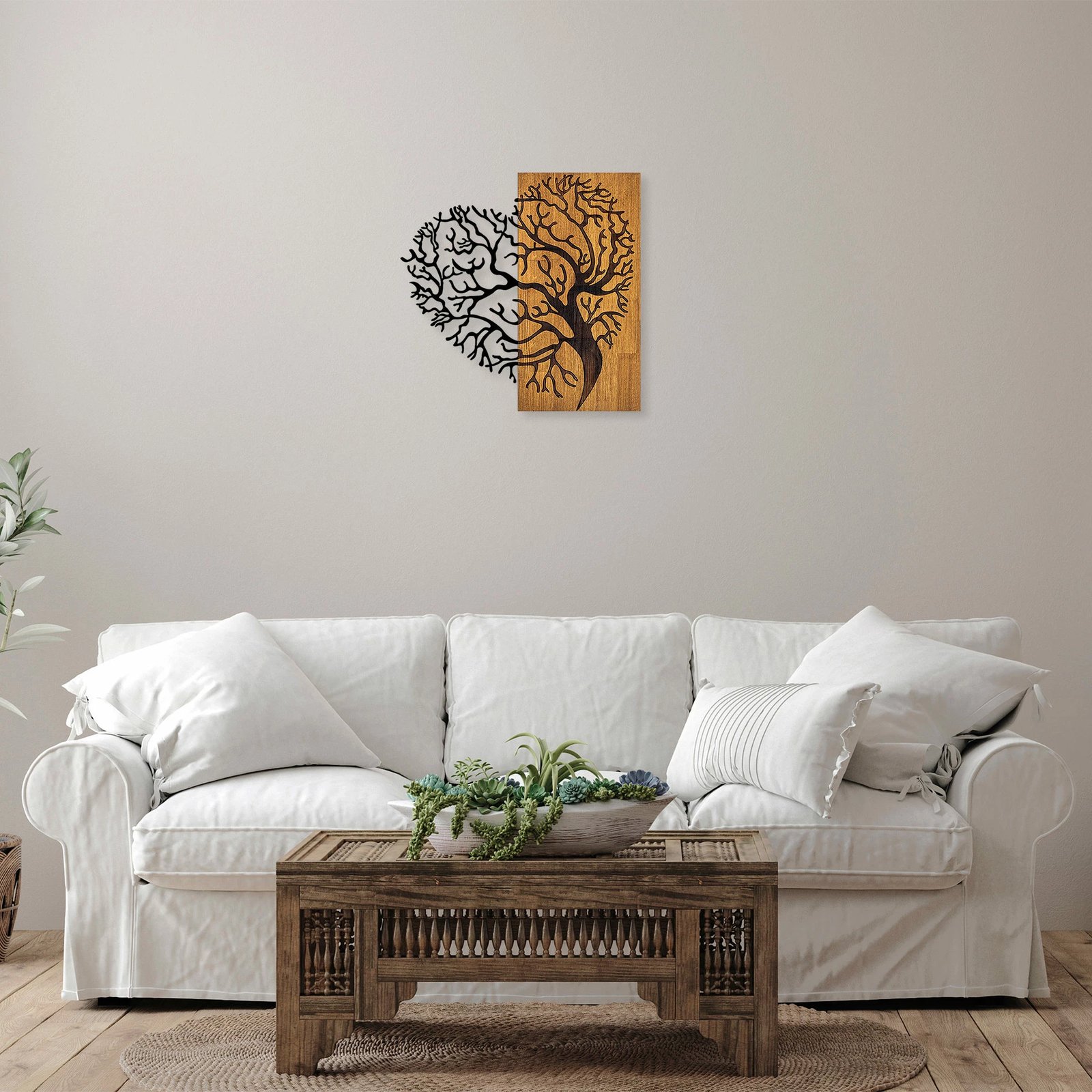 Aksesor dekorativ për mur, dru arre dhe metal, Wallity, MA-289